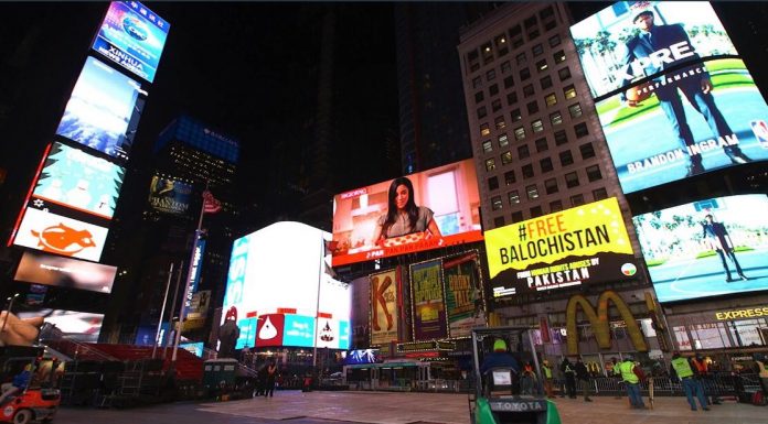 Free Balochistan billboards go up on Times Square, New York City