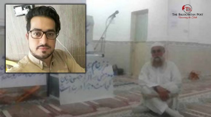 Iranshahr: Baloch father’s sit-in protest in mosque against son’s disappearance
