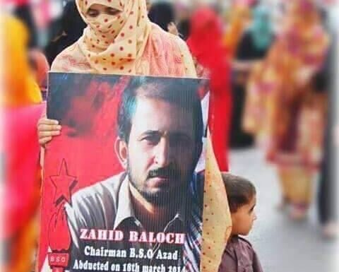 Zahid Baloch’s struggle is a role model-Sohrab Baloch