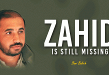 Zahid is still missing – Bani Baloch