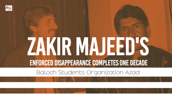 Zakir Majeed’s enforced disappearance completes one decade
