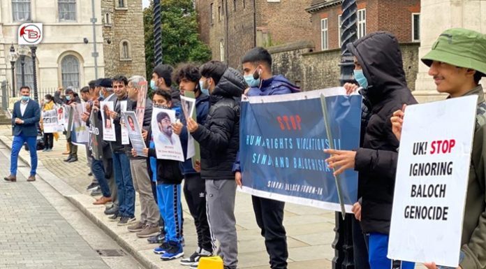 Sindhi Baloch Forum protests in UK against Enforced Disappearances