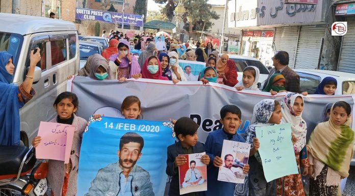 Protest held in Quetta on the first anniversary of the disappearance of Qambrani brothers