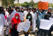 Demonstration held in Jamshoro in solidarity with Baloch students