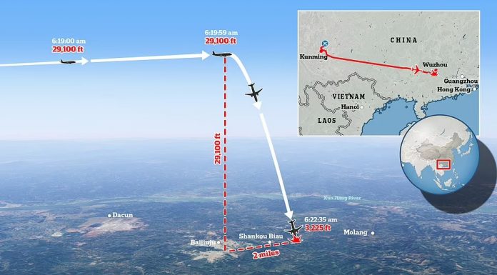 Chinese flight with 132 onboard crashes in country’s south