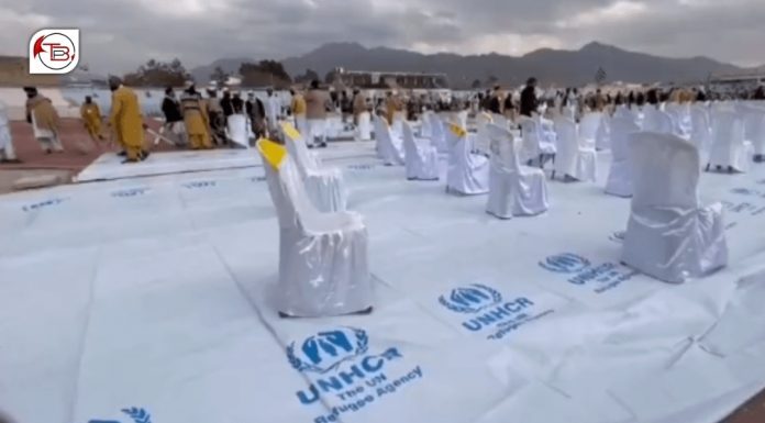 UNHCR relief tents for flood victims used in religious party’s gathering