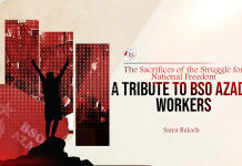 The Sacrifices of the Struggle for National Freedom: A Tribute to BSO Azad’s Workers The Sacrifices of the Struggle for National Freedom: A Tribute to BSO Azad's Workers Saira Baloch