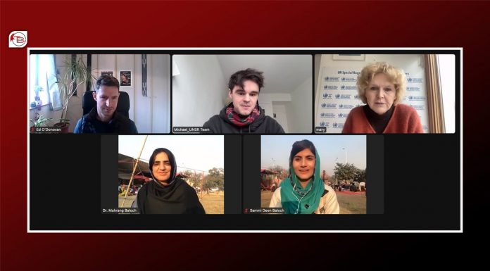 UN Special Rapporteur Discusses Balochistan Situation in Online Meeting with Activists