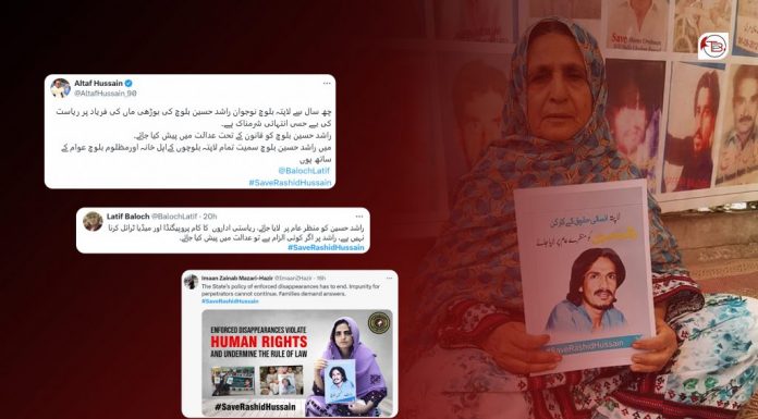 Online Campaign Calls for Recovery of Baloch Activist Rashid Hussain