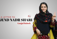 A Letter to Jend Nadr Shari — Ganjal Baloch
