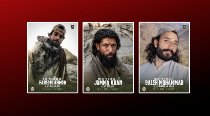 BLA Releases Details of Three Fighters Killed in Zidi Clashes