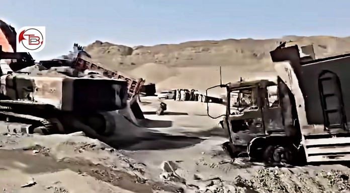 Construction Company Attacked at Ziarat Cross, 14 Vehicles and Machines Destroyed